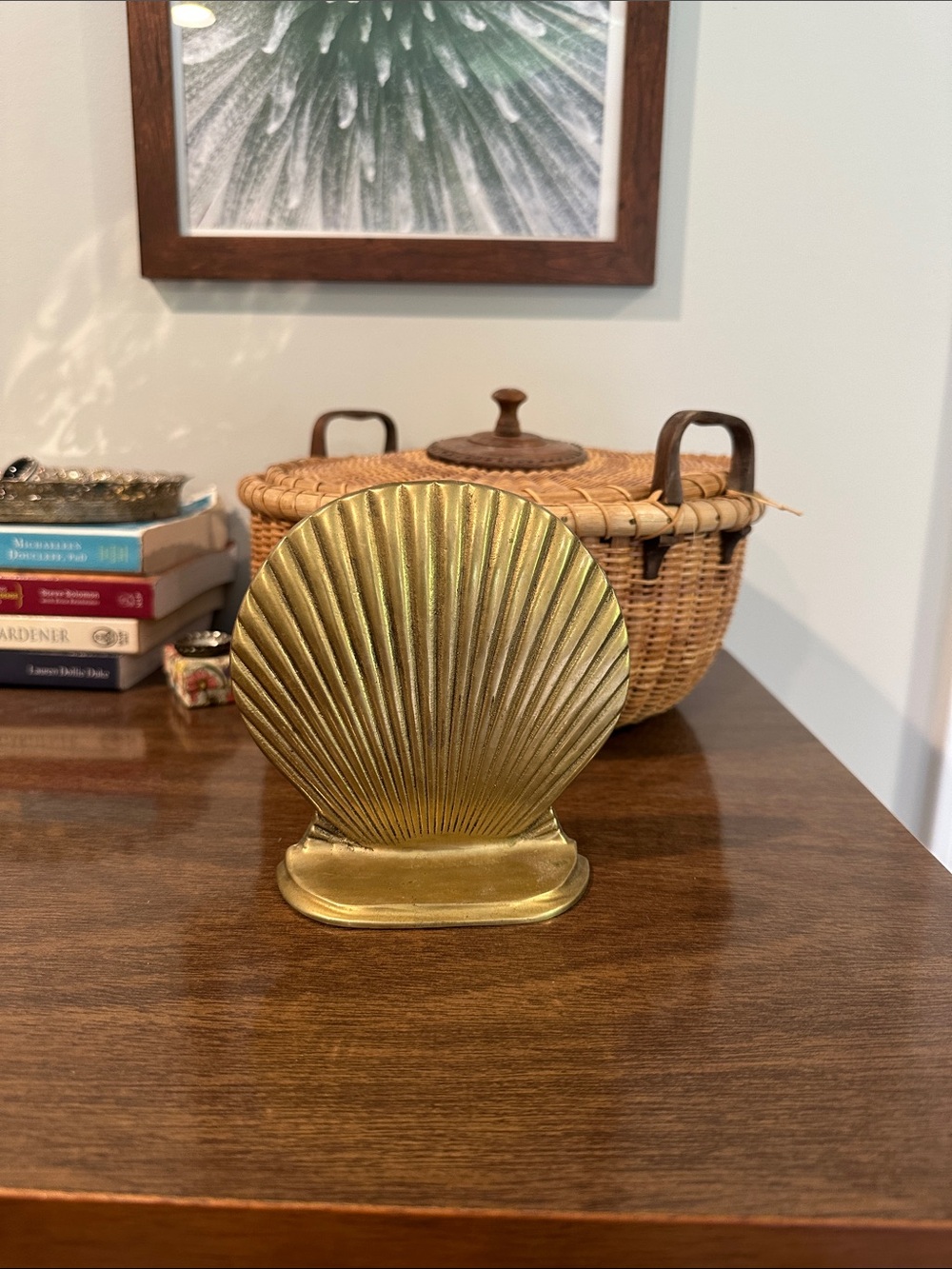 Brass Shell Napkin Holder - Gold Toned Decorative Stand